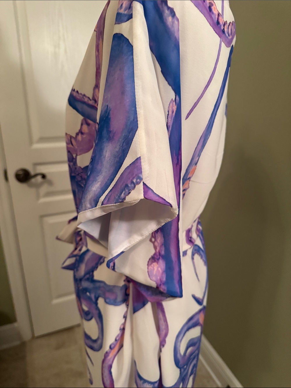 White Dress with Purple & Blue Octopus Print - Picture 7 of 9